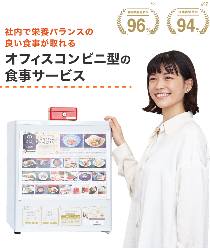 社内で栄養バランスの良い食事が取れるオフィスコンビニ型の食事サービス